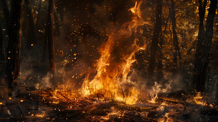 fire burning in the forest