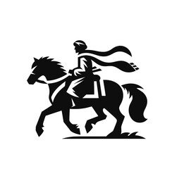 Nomad on horse monochrome isolated vector illustration