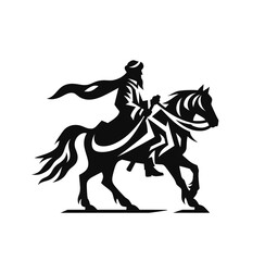 Nomad on horse monochrome isolated vector illustration