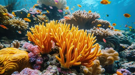 Fototapeta na wymiar Genetically engineered coral reefs resistant to bleaching, aiding ocean restoration efforts