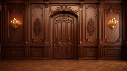 Fotobehang Classic luxury room wooden interior © Kokhanchikov
