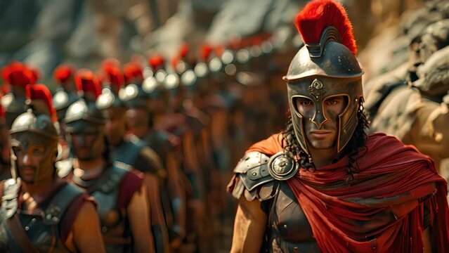 4K HD video clips King Leodinus led 300 Sparta warriors to resist Xerxes' army at the Strait of Thermopylae.