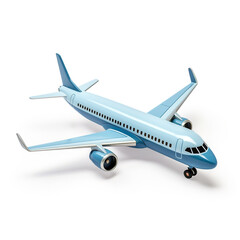 Obraz premium airplane, 3D model in minimalism on a white background сreated with Generative Ai