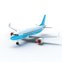 Obraz premium airplane, 3D model in minimalism on a white background сreated with Generative Ai
