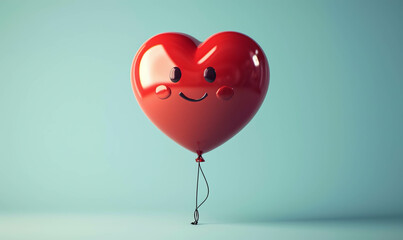 Cheerful red heart-shaped cartoon balloon, perfect for celebrations. AI generative.