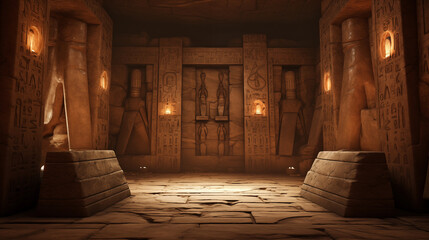 Interior of dark tomb in Egypt - obrazy, fototapety, plakaty