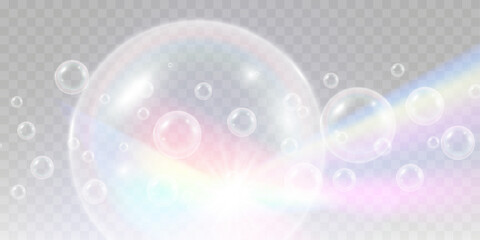 Air bubbles.Soap foam vector illustration on a transparent background.	
