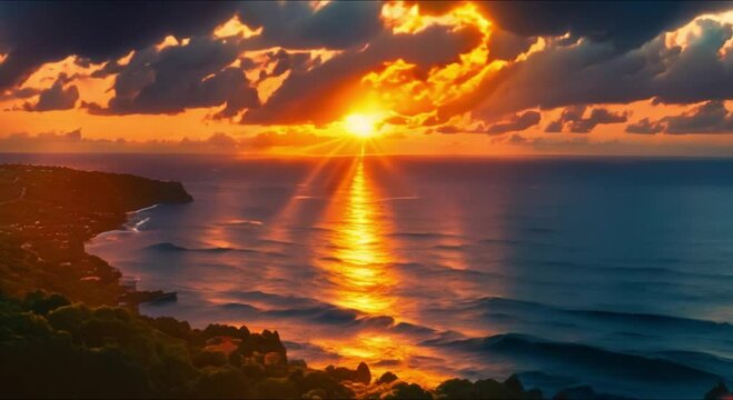 beautiful view of sea sunrise footage
