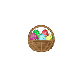 Fototapeta na wymiar Vector illustration of a basket with Easter colorful eggs