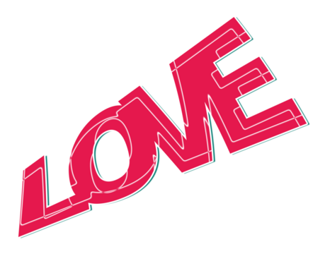 Love text creative design, romantic illustration word, purple, pink