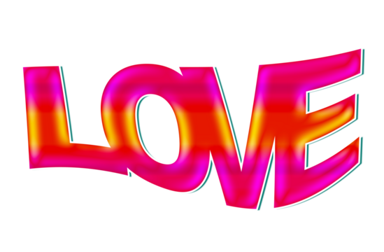 Love text creative design, romantic illustration word, purple, pink
