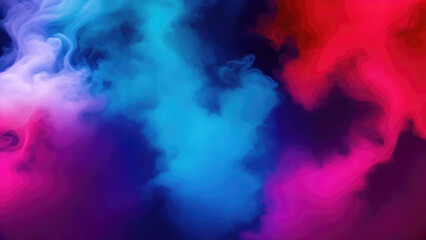 Red, Teal, and purple colors Dramatic smoke and fog in contrast on a black background