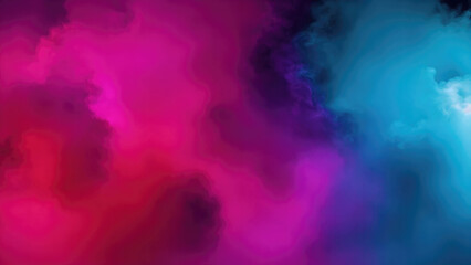 Red, Teal, and purple colors Dramatic smoke and fog in contrast on a black background