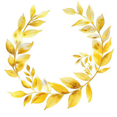 Winner Laurel Wreath. Round Reward Symbol. Award Sign. Championship Luxury Watercolor Emblem. Anniversary Label. Olive Leaves for Champion. Victory Heraldic. - 754393358