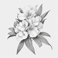 A Oleander tattoo traditional old school bold line on white background
