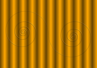 Double spirale sur un fond jaune ondulé