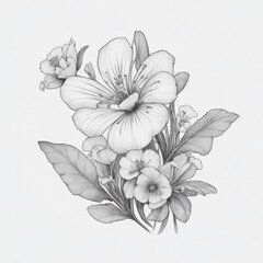 A Primrose tattoo traditional old school bold line on white background
