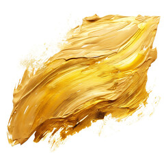 golden brush stroke of paint on white background сreated with Generative Ai