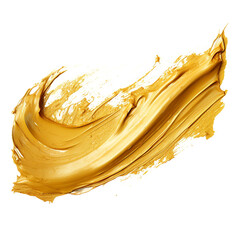 Fototapeta premium golden brush stroke of paint on white background сreated with Generative Ai