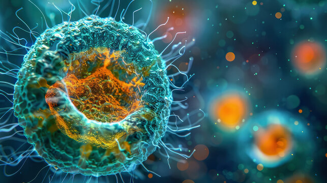 A single alge cell in the style of microscopic view