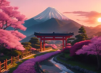 mountain cherry blossom  - Powered by Adobe