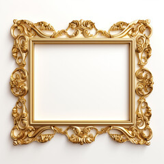 Gold frame on white background 3D сreated with Generative Ai