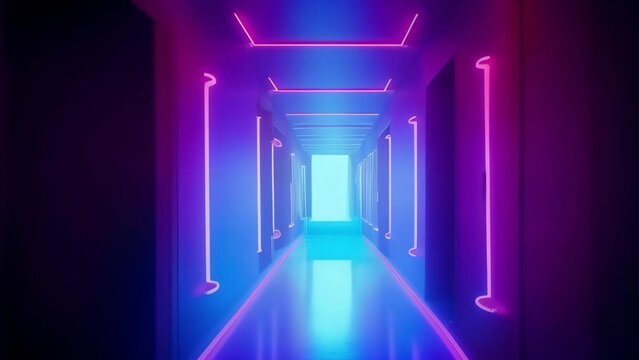 Long corridor with neon light
