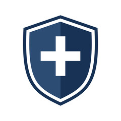 Shield icon with medical cross. Illustration