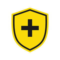 Shield icon with medical cross. Illustration