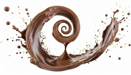 Hot chocolate splash in spiral shape with clipping path,3d rendering, White backgrounds
