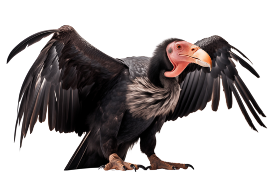California condor bird on transparent background cutout