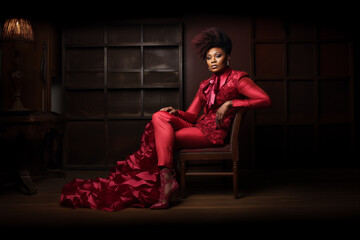 Obraz premium LGBTQ man donning a chic women's ensemble, embodying diversity and gender fluidity with pride