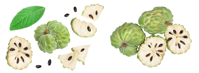 Sugar apple or custard apple isolated on white background . Exotic tropical Thai annona or...