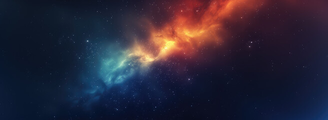 Beautiful Outer Space background for Web Banner, Wallpaper Illustration. Cosmic Space with nebula, stars, planets.