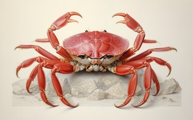 Red crab on white background