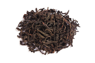 Black dry tea leaves