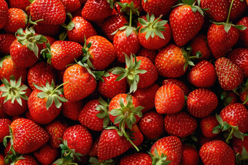 Fresh assorted Strawberry background from top view, natural fruit with high vitamin and nutrition, Healthy diet food concept.