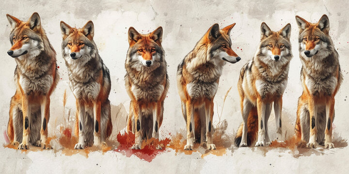 Wolf wild animal watercolor painting