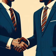 握手をするスーツ姿のビジネスマンのイラスト