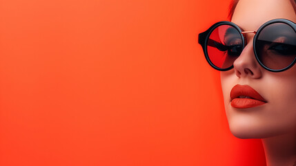 Woman wearing glasses fashion background