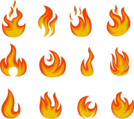 Great pack of flames in flat design