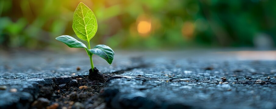 Emerging Microgreen Sprout: Symbolizing Resilience and Growth in Unlikely Places. Concept Microgreens, Sprouting, Resilience, Growth, Unlikely Places