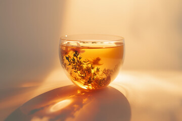 cup of aromatic herbal tea, isolated on a background - obrazy, fototapety, plakaty
