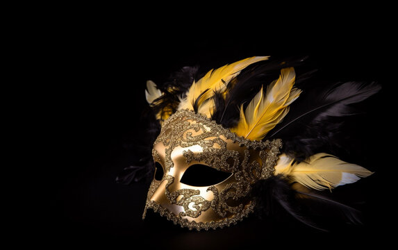 Carnival masquerade mask black background Mardi gras mask isolated on white background