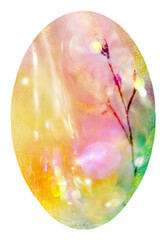 Freigestelltes Osterei zur individuellen Gestaltung von Kommunikationsmitteln zum Osterfest in künstlerischem lichtvollen Frühlingsdesign