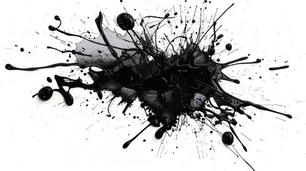 Kleks czarnego atramentu, eksplozja czarnej farby - obrazy, fototapety, plakaty