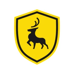 Foto op Plexiglas Deer icon on a shield. Illustration © Andrii