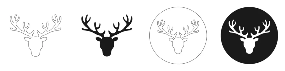 Zelfklevend Fotobehang Set of deer icons. Illustration © Andrii