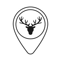 Deer icon on the pin. Illustration