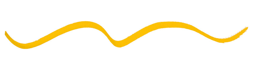Yellow stroke brush isolated on transparent background.